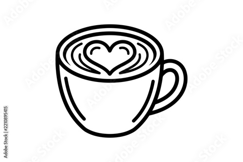Coffee Cup Heart Latte Art Icon