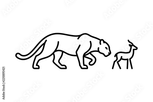 Minimalist Panther and Gazelle Silhouette Vector
