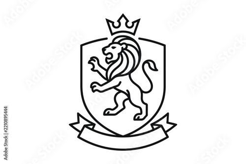 Lion Heraldic Shield Logo Element