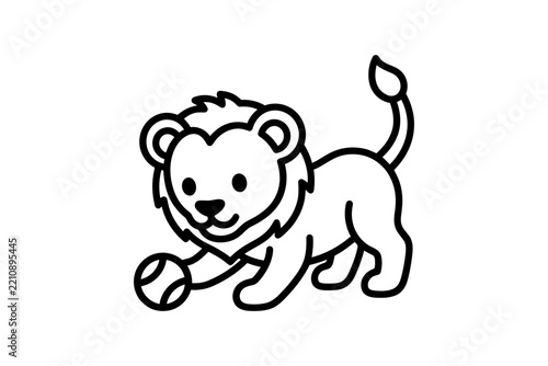 Cute Lion Cub Playing Vector Illustration