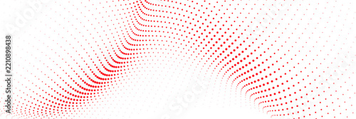 Red halftone dotted sound wave vector for podcast cover, audio tech banner, event flyer