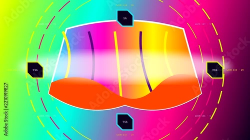 A vibrant autumn fog blanket visual representation showcasing complex digital data interface panels with flowing neon gradients and glowing circular metrics for professional software display projects