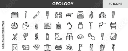 Geology icons set mineral exploration vector art