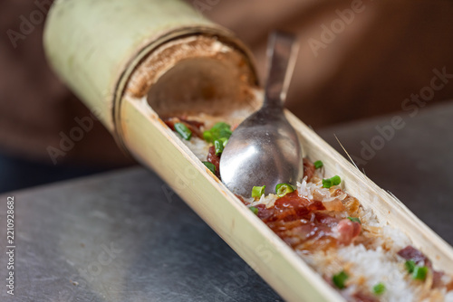 Obraz na plátně traditional Chinese Cantonese cured meat bamboo tube rice local specialty cuisin