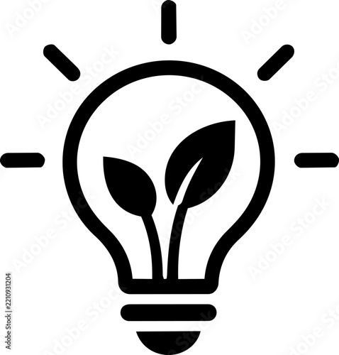 Green energy light bulb icon