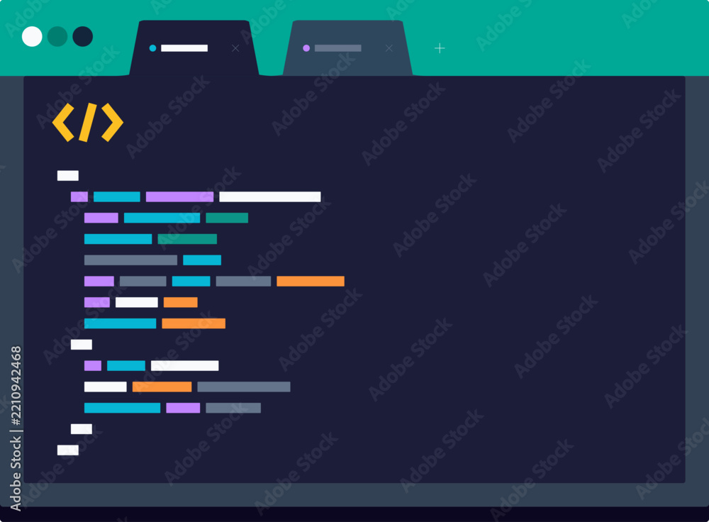 Fototapeta premium Web Browser Code Editor Interface Flat Vector Illustration