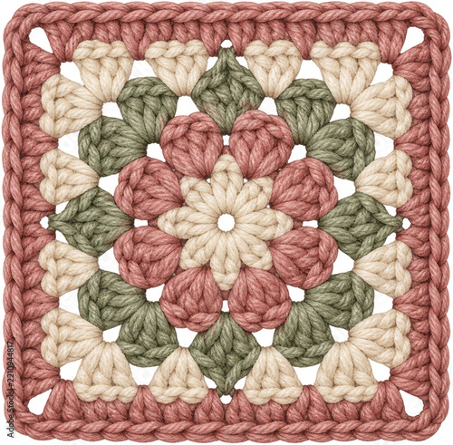 Granny square watercolor cozy illustration clipart