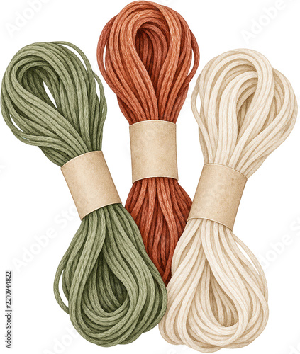 Embroidery floss watercolor cozy illustration clipart