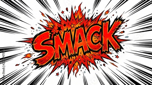 Comic book style explosive sound effect illustration with the word smack.
