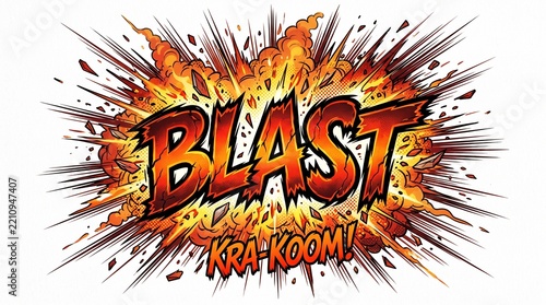 Comic book style explosion illustration with the word blast and sound effect text.