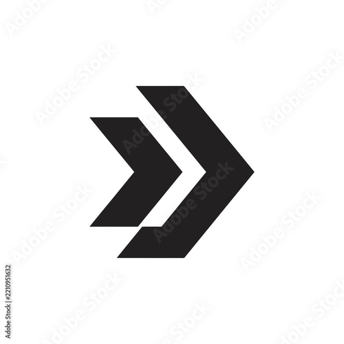 Abstract Black Double Arrow Forward Chevron Logo Vector