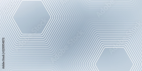 Abstract hexagon lines on gray background. Geometric stripe line art