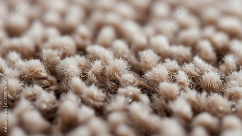 Macro Close Up of Soft Beige Carpet Texture with Shallow Depth of Field