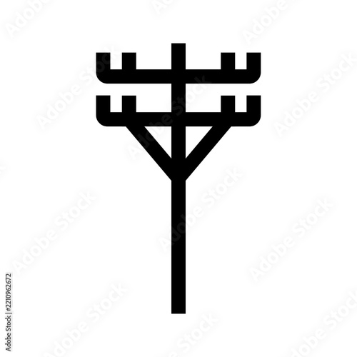 Black utility pole icon isolated on a transparent background