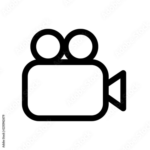 Minimalist video camera icon isolated on a transparent background