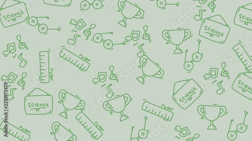 seamless pattern with science and music theme video animation