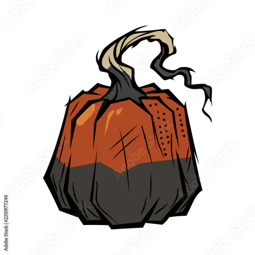 Dark Gothic Two Tone Halloween Pumpkin Vector Sticker Spooky Autumn Squash
