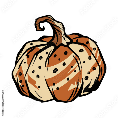 Retro Polka Dot Halloween Pumpkin Vector Sticker Spooky Dotted Jack O Lantern  