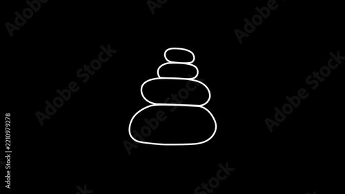Animated Zen Spa Stones Stacking Line Icon Motion Graphic Element for Relaxation Wellness Therapy Meditation UI UX Design on Dark Background
