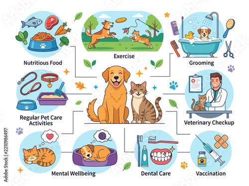 Pet Care & Veterinary Service Illustration Set