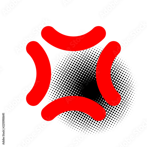 Red anger symbol with black halftone center shadow