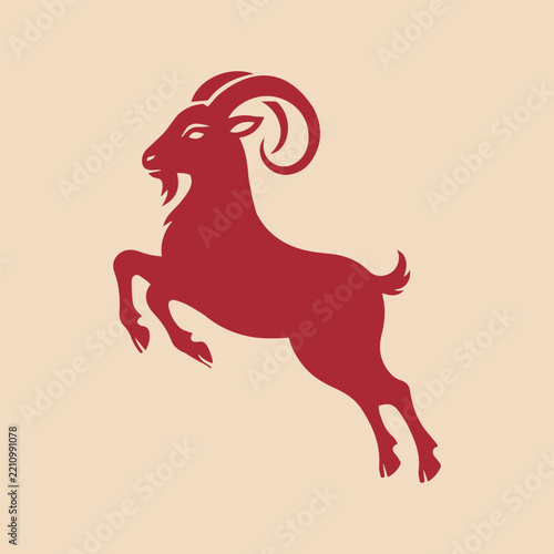 Red Silhouette of the Chinese Zodiac Goat