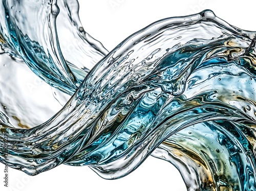 Dynamic wave of clear blue water flowing, macro abstract liquid waves with translucent textures, glossy surface, dramatic studio lighting, premium commercial background, no objects