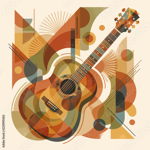 Abstract Geometric Acoustic Guitar Music Poster Vector Illustration