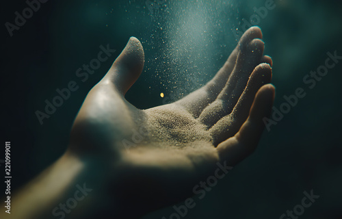 Hands emerging from darkness, mysterious, dramatic, light, shadow, moody, eerie.

