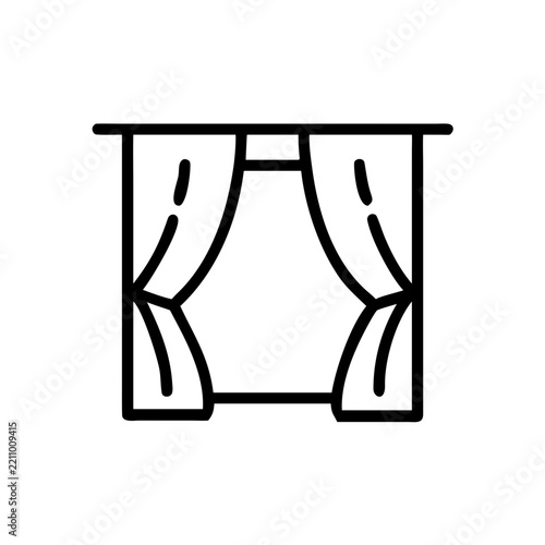 window curtains line icon, home decor and interior symbol for living room, drapery and window treatment concept, outline vector design