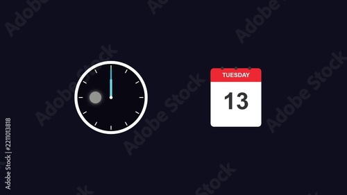 Minimalist clock and calendar icons showing day and night cycle