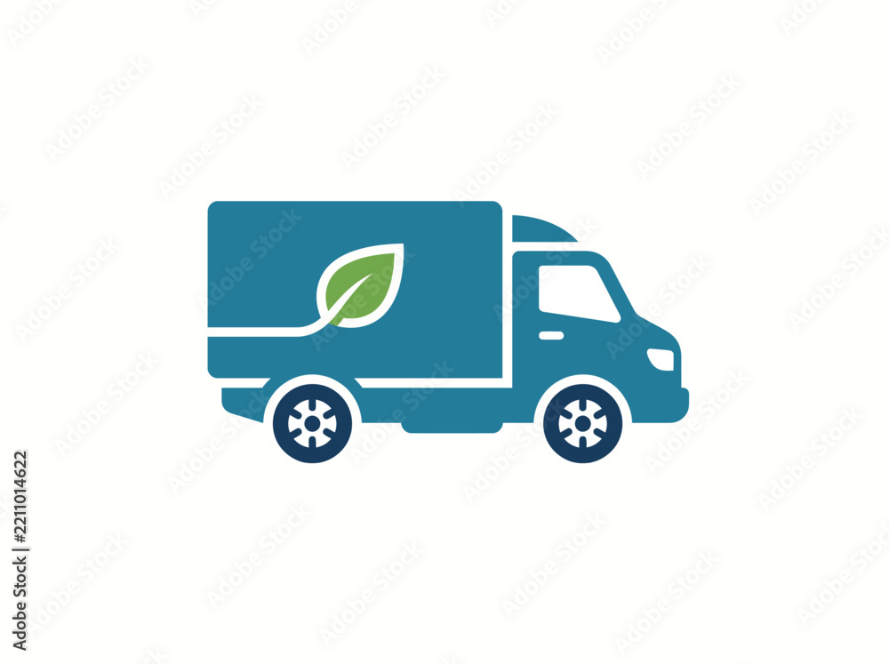 Fototapeta premium Sustainable logistics and eco friendly delivery truck icon