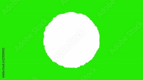 4K White Rough Grunge Circle Shape Animation with Distressed Edges on Transparent Background for Vintage Transitions and Creative Video Design, green screen animation.
