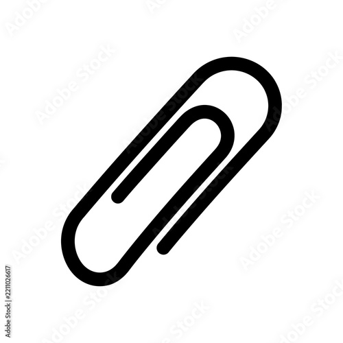 Paper clip black line art shape office supply metal fastener for document organization and data grouping tasks in administrative environments and creative projects.
