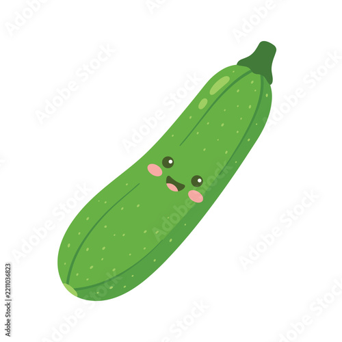 Cute smiling zucchini vegetable character vector illustration