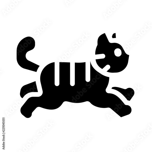 Running Cat A playful and modern glyph icon crafted for pet lovers, animal themed websites, mobile apps, UI/UX projects, social media, presentations, and creative digital products.