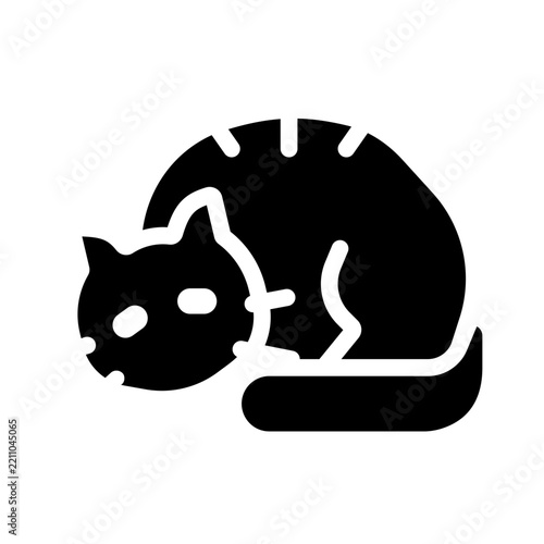 Sleeping Cat A playful and modern glyph icon crafted for pet lovers, animal themed websites, mobile apps, UI/UX projects, social media, presentations, and creative digital products.