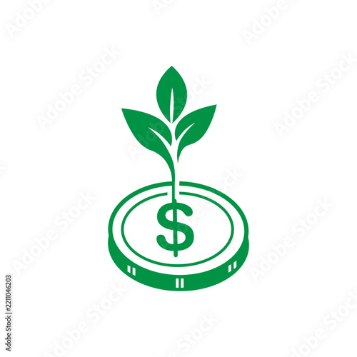 Creative money growth logo template. Tree and Money logo design vector illustration.