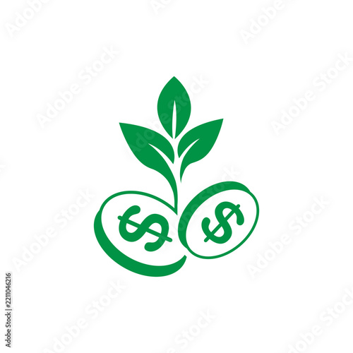 Creative money growth logo template. Tree and Money logo design vector illustration.