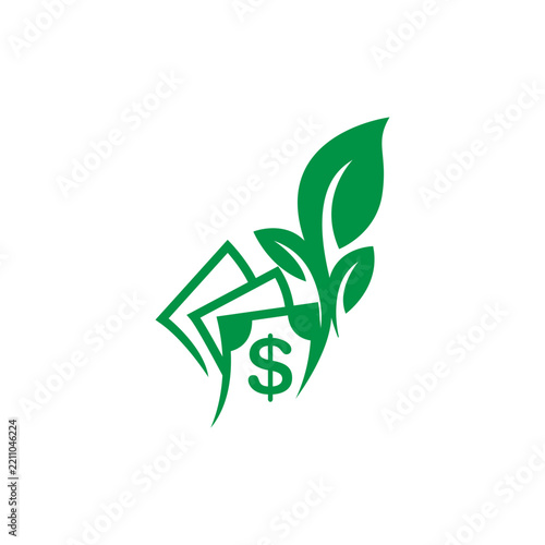 Creative money growth logo template. Tree and Money logo design vector illustration.