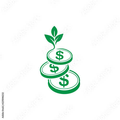 Creative money growth logo template. Tree and Money logo design vector illustration.