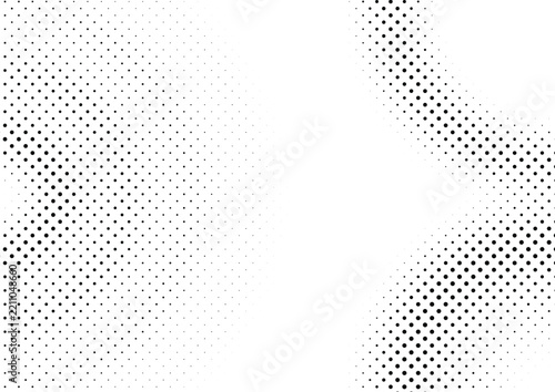 Black and White Halftone Dot Wave Vector Pattern Background Illustration