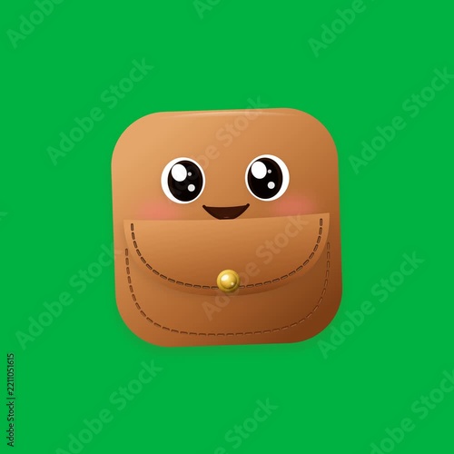 Cute Animated Anthropomorphic Wallet Mascot Character