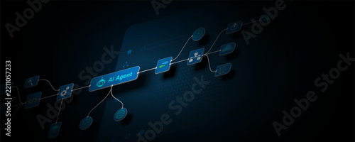 background image depicts automation technology that integrates intelligent agents, code, and various tools.
