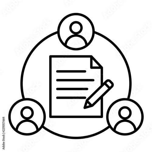 collaborative document editing line icon with editable stroke