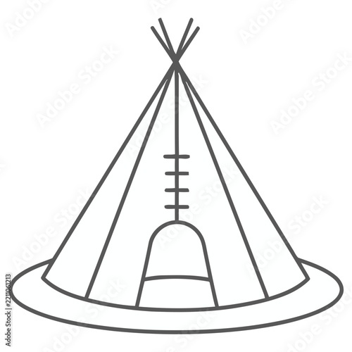 Simple Line Drawing of a Teepee