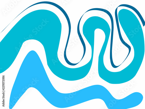 Abstract wavy blue illustration. Hand drawn random blue lines.	