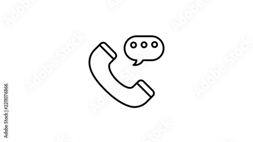 Telephone Handset with Speech Bubble Outline Icon on White Background