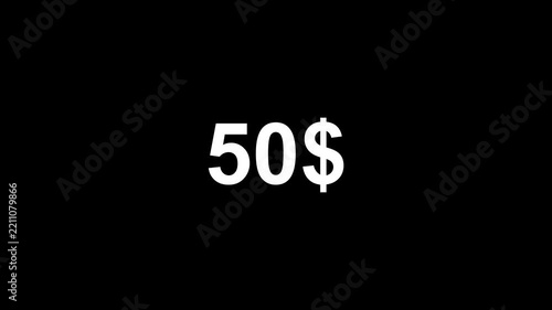 Rapid Money Increment 0 to 100 Count Motion Video on Transparent Alpha Channel