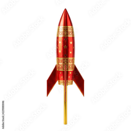 Red Rocket Launch Design Element Transparent Background